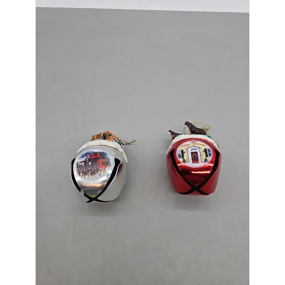 Budweiser Clydesdale Sleigh Bells‎ Ornament Hamilton Authenticated Red &  Silver